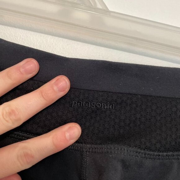 PATAGONIA Pliant Pants Solid Black Geometric Waistband Pull On Active Yoga Pants - Picture 13 of 16